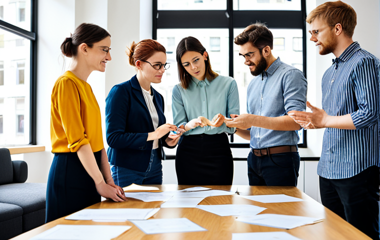 **

"A team of designers in a brightly lit, modern office, fully clothed, participating in an empathy mapping workshop, safe for work, appropriate content, professional environment, focus on collaboration and understanding, well-formed hands, proper finger count, natural body proportions, diverse team, modest clothing, appropriate attire."

**