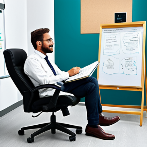 Empathetic Researcher**

"A researcher in a brightly lit office, carefully observing and interviewing a user in a comfortable chair. The researcher is fully clothed in a professional, modest outfit. The setting includes a whiteboard with empathy maps and user stories. Safe for work, appropriate content, perfect anatomy, natural pose, professional."

**